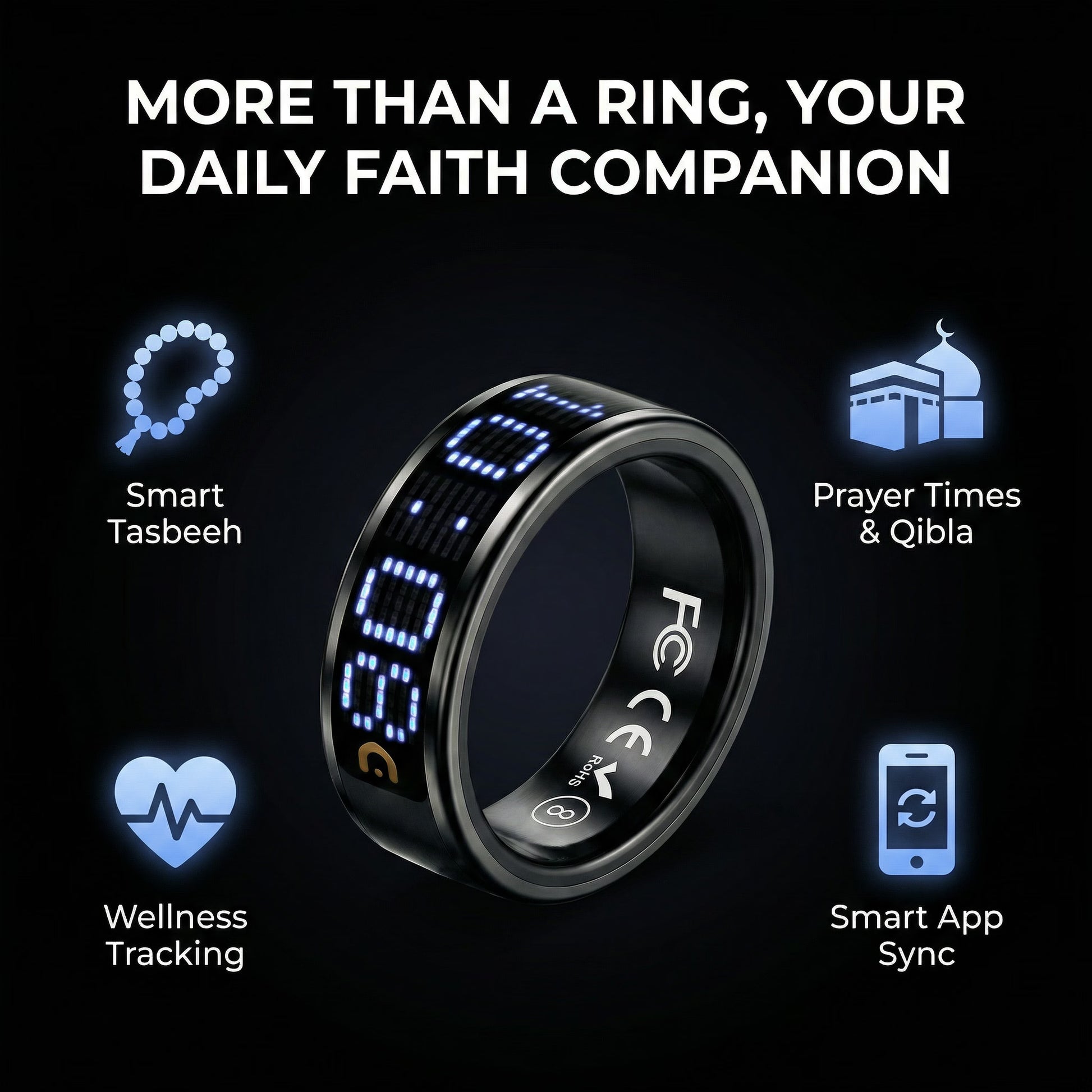 iTasbeeh Salam Ring SQ666（Ships within 7 to 15 days）