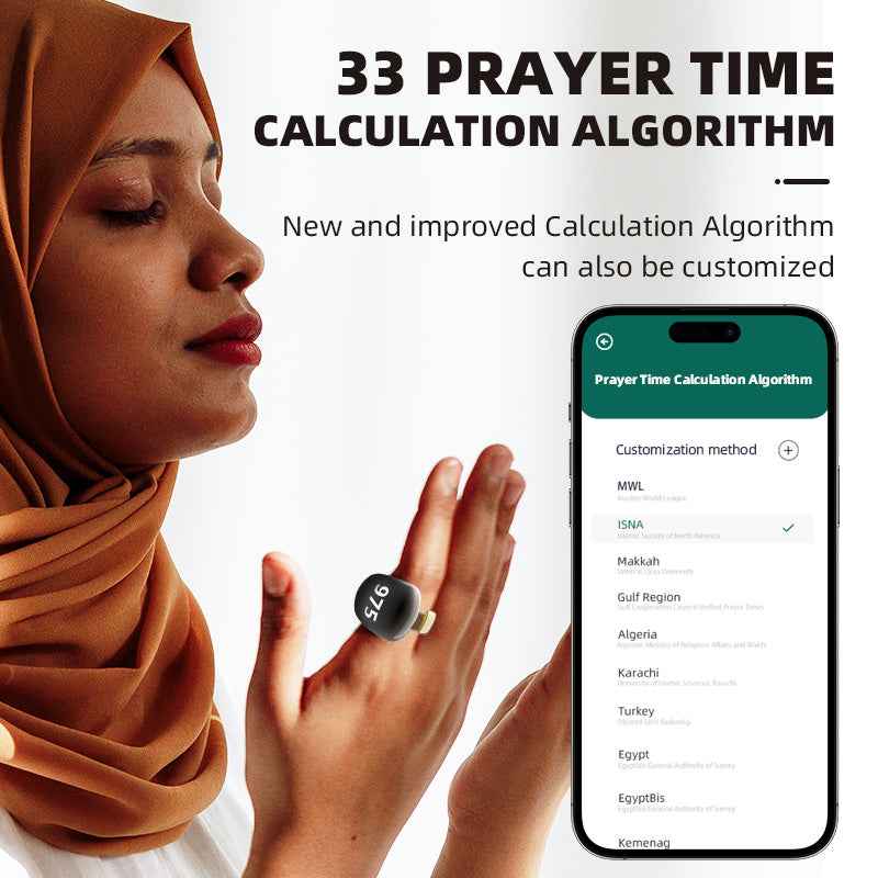 iTasbeeh SQ976 Smart Zikr Ring – Digital Tasbeeh Counter with Prayer-Reminder & App Sync