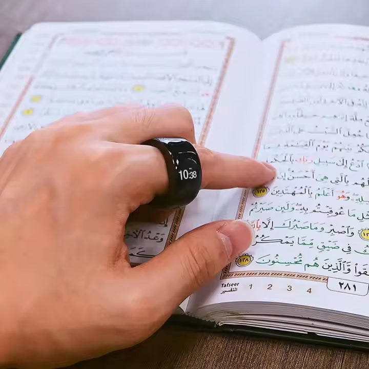 خاتم الذكر الذكي iTasbeeh SQ668 - عداد تسبيح رقمي مع تنبيهات الأذان ومزامنة التطبيقات