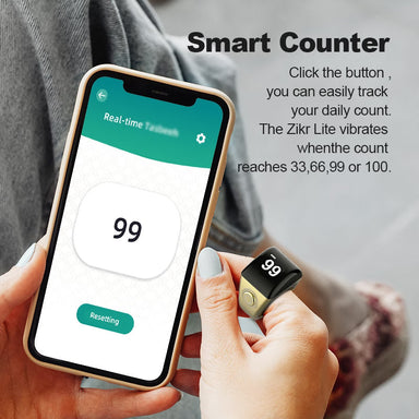 خاتم الذكر iTasbeeh QB702 Lite - عداد تسبيح ذكي خفيف الوزن مع تنبيهات للصلاة