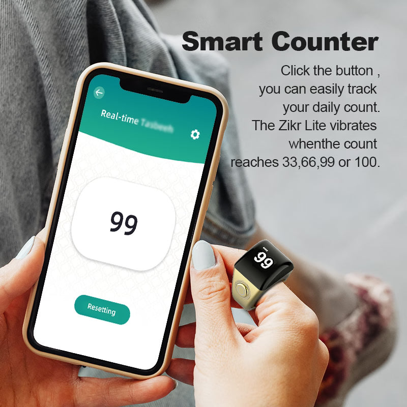 خاتم الذكر iTasbeeh QB702 Lite - عداد تسبيح ذكي خفيف الوزن مع تنبيهات للصلاة