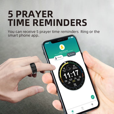 خاتم الذكر الذكي iTasbeeh SQ668 - عداد تسبيح رقمي مع تنبيهات الأذان ومزامنة التطبيقات